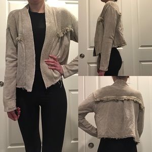 New White Crow Fringed Cream Cardigan